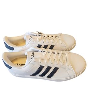 Adidas Grand Court 2.0 Black And White 3 Stripes Mens Sneakers NEW